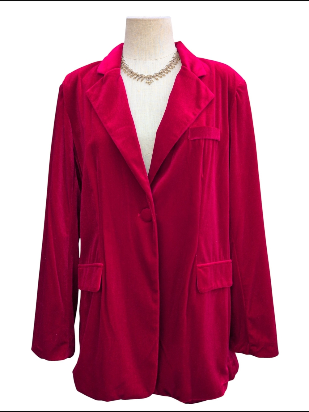 Nwt Premier Amour Red Velvet Single-Button Blazer Career Casual Jacket Xlarge